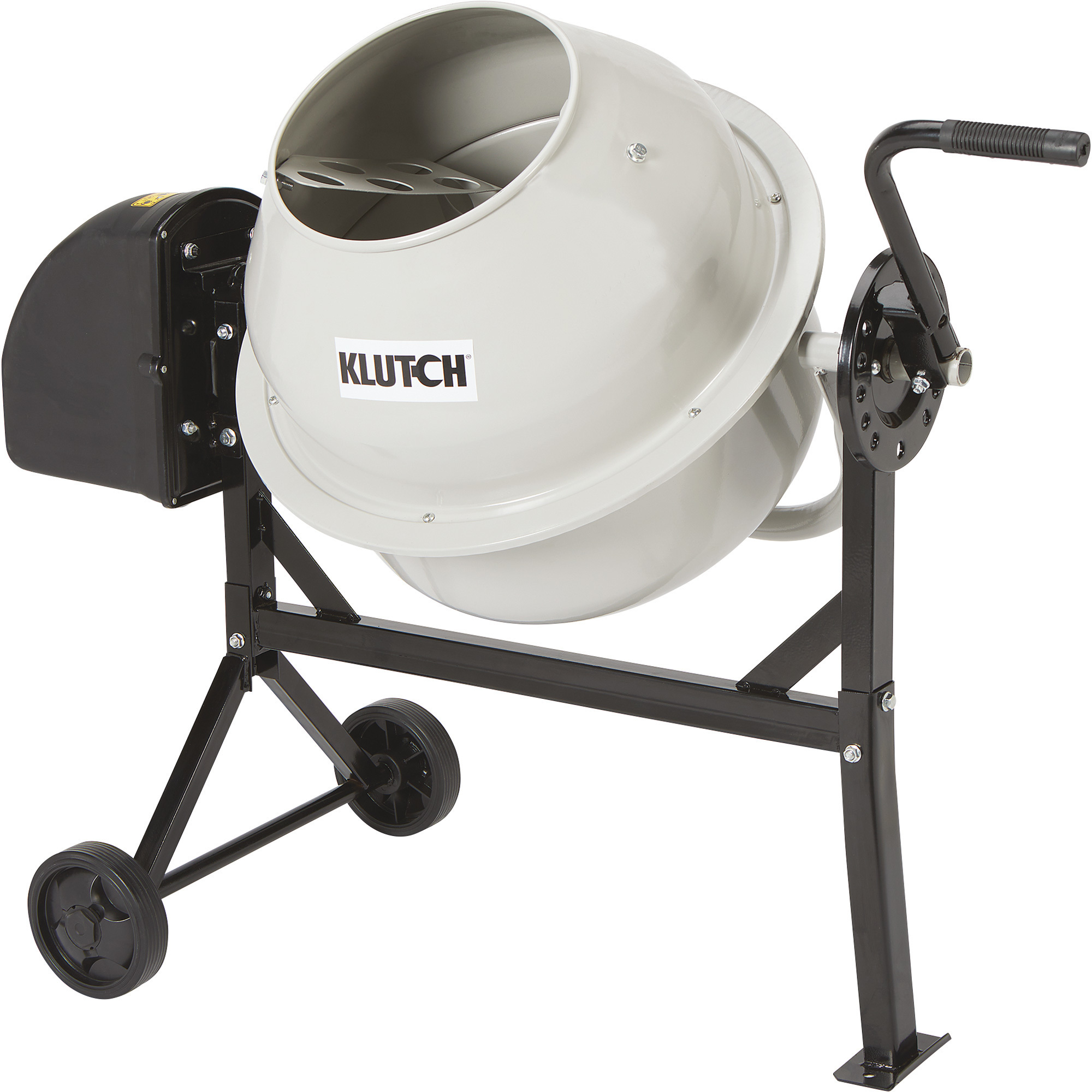 Klutch Electric Cement Mixer, 2.25 Cu. Ft. Drum, 1/3 HP, 120V Electric